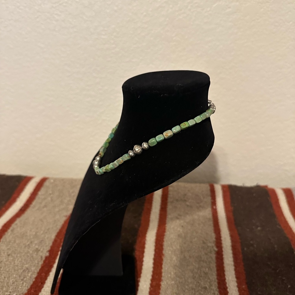 Hand Crafted GreenTurquoise and Sterling Silver Beaded Necklace by Unique Earth - Picture 3 of 4